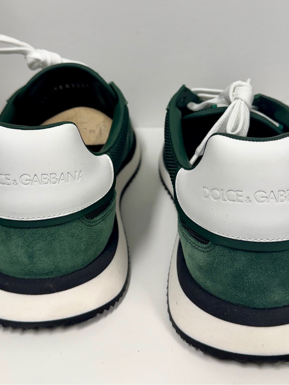 Dolce & Gabbana Men’s Dark Green Suede & White Trim Sneakers - Picture 3 of 7